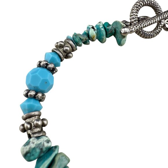 Turquoise & Silver-Tone Beaded Bracelet With Toggle Clasp - Picture 2 of 5